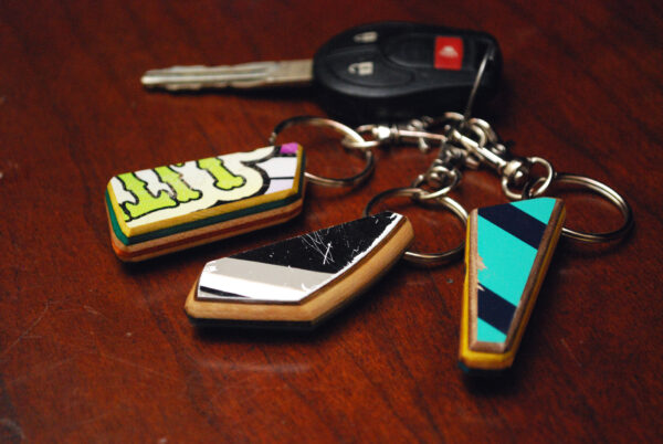 key chain, skateboard, fun gift, recycled, upcycled, repurposed