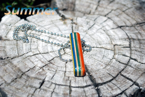upcycled necklace, skate, reclaimed wood